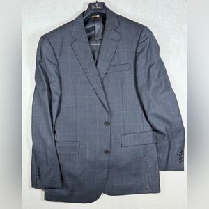 $3000 Brooks Brothers Madison 1818 42L 36W Gray 100% Wool Checkered Suit Jacket